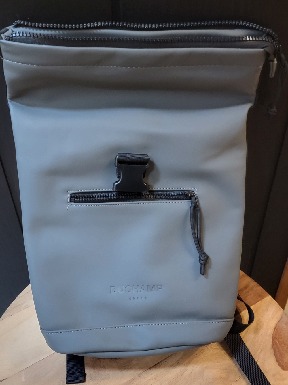 Duchamp Light Gray Roll-Top Backpack
